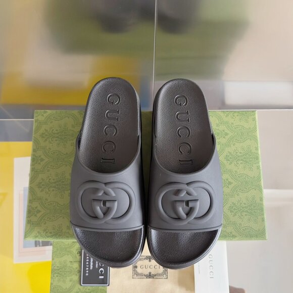 Gucci Gray Slide Sandals - Picture 7 of 9